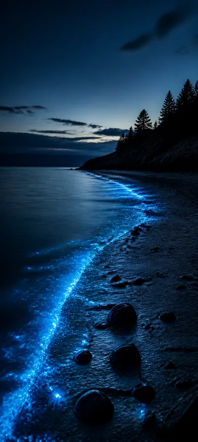Blue Hour Bioluminescent Shore
