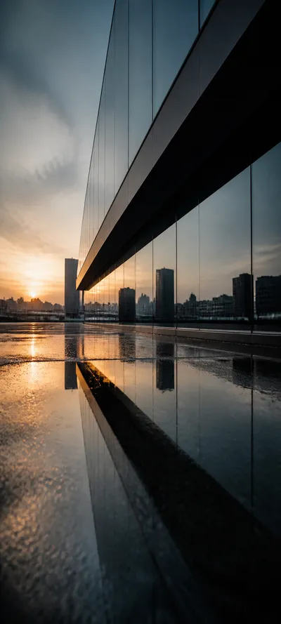 Cinematic Dawn City Reflection
