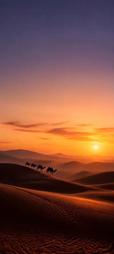 Cinematic Dawn Desert Caravan