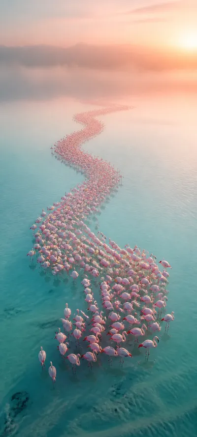 Cinematic Dawn Flamingo Pattern