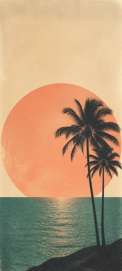 Retro Minimal Polaroid Palms