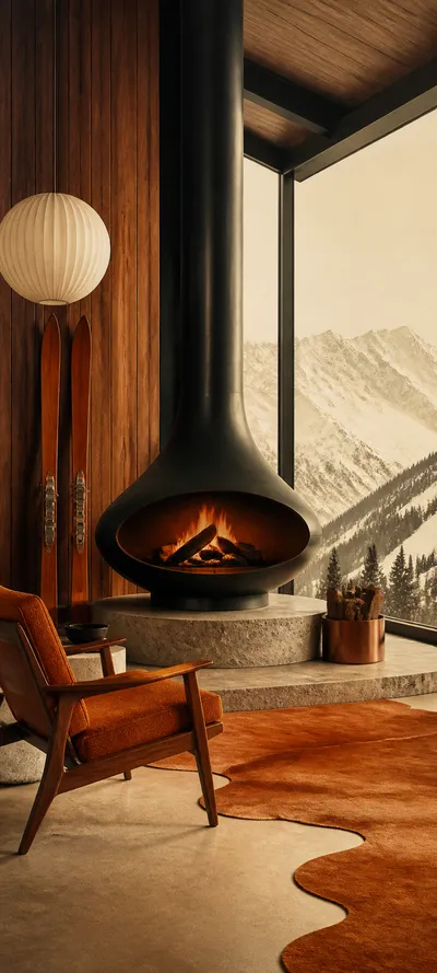 Retro Minimal Vintage Ski Lodge