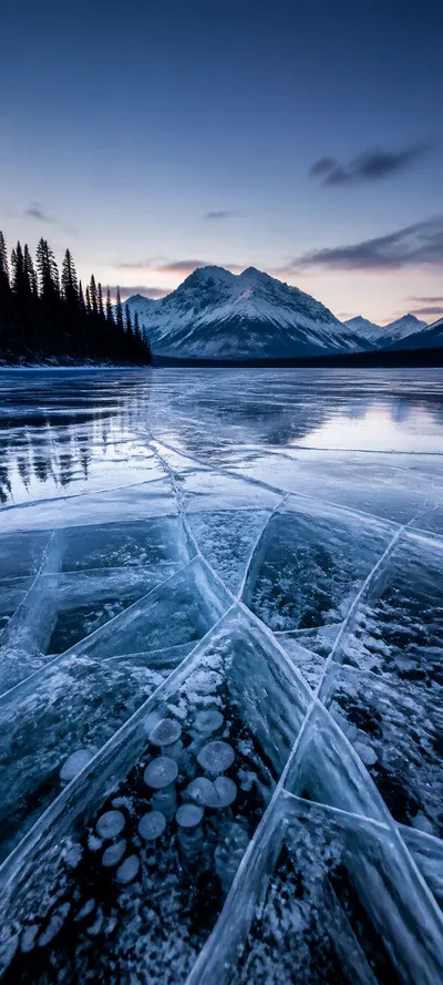 Blue Hour Frozen Lake