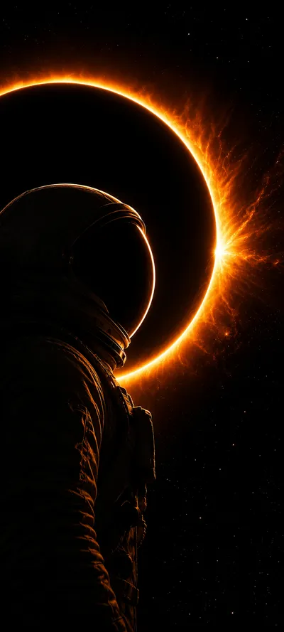 Astronaut Eclipse Corona Silhouette