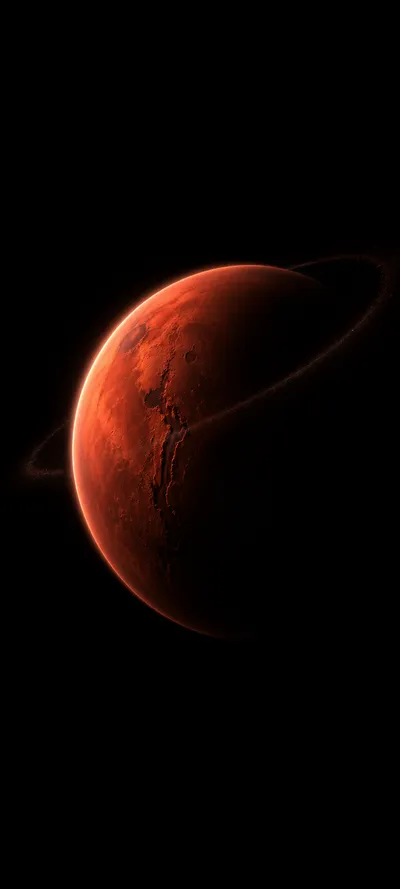 Crimson Planet Mars with Rings