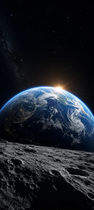 Earthrise from Lunar Surface
