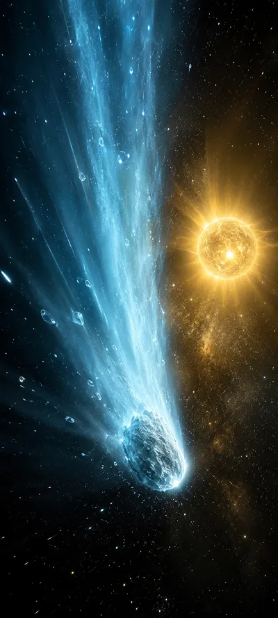 Icy Comet Tail Passing Sun