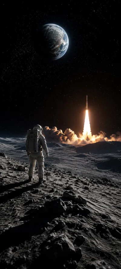 Rocket Launch from Moon Surface
