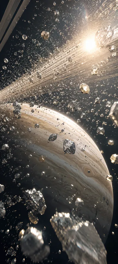 Saturn Rings Asteroid Field