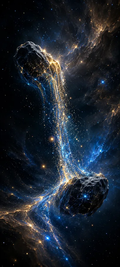 Stardust Waterfall between Asteroids