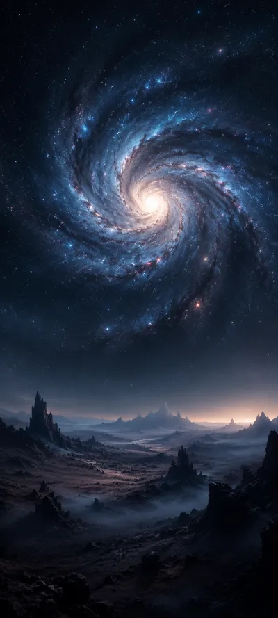 Swirling Galaxy Alien Landscape