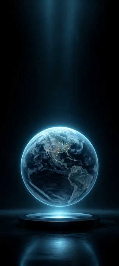Minimal Iconic Holographic Globe