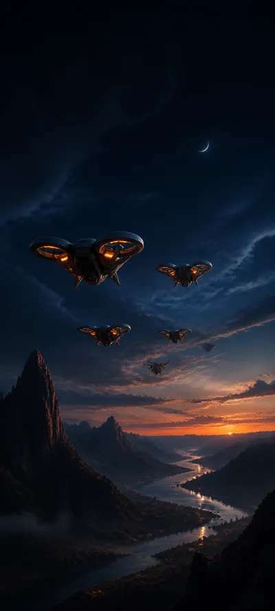 Moonlit Realm Drone Swarm