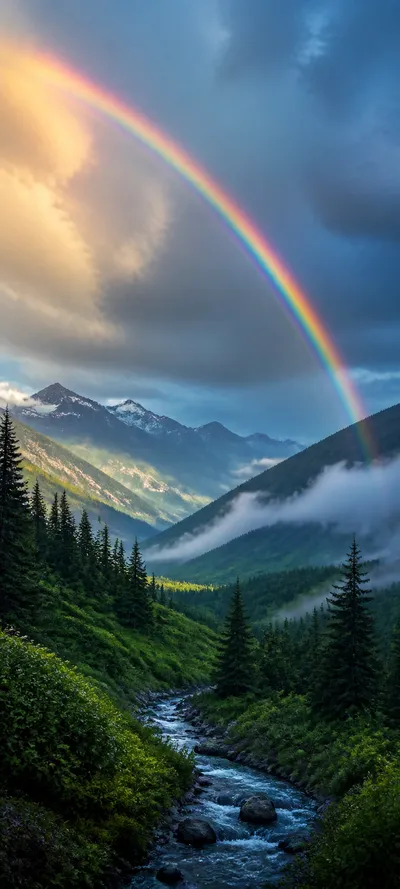 Blue Hour Valley Rainbow