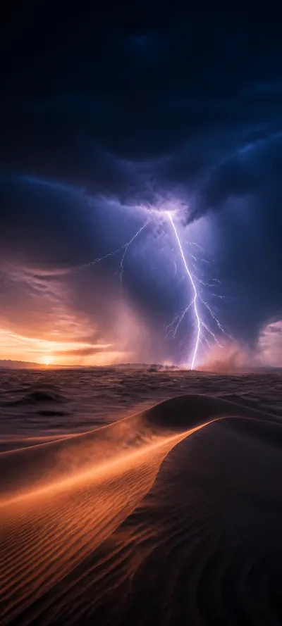 Cinematic Dawn Desert Lightning
