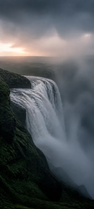 Cinematic Dawn Misty Waterfall