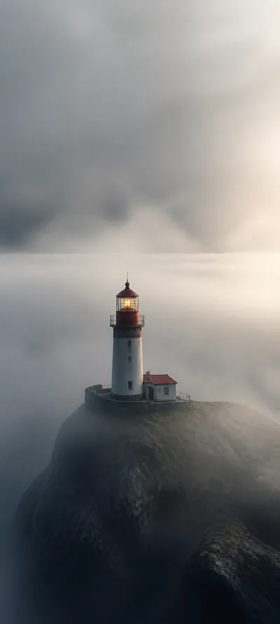 Cinematic Dawn Sea Fog Lighthouse